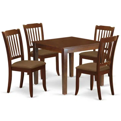 East West Furniture Dining Room Set Mahogany, Oxda5-mah-c In Brown