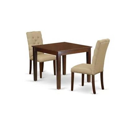East West Furniture Dining Room Set Mahogany, Oxel3-mah-16 In Brown