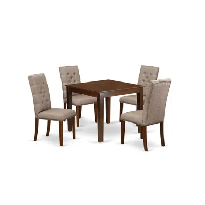 East West Furniture Dining Room Set Mahogany, Oxel5-mah-16 In Blue