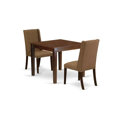 East West Furniture Dining Room Set Mahogany, Oxfl3-mah-18 In Brown