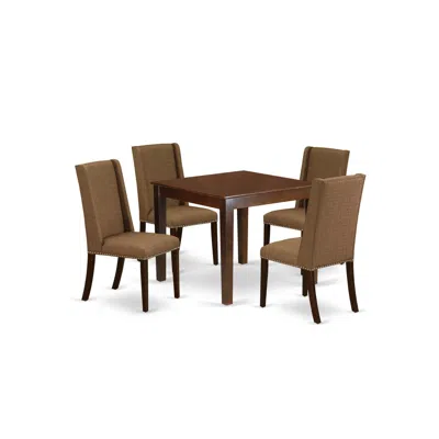 East West Furniture Dining Room Set Mahogany, Oxfl5-mah-18