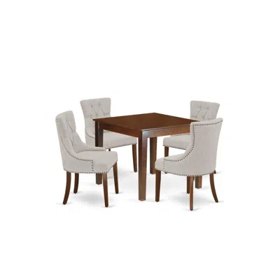 East West Furniture Dining Room Set Mahogany, Oxfr5-mah-05 In Gray