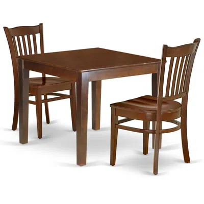 East West Furniture Dining Room Set Mahogany, Oxgr3-mah-w In Brown
