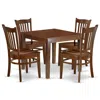 East West Furniture Dining Room Set Mahogany, Oxgr5-mah-w