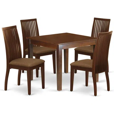 East West Furniture Dining Room Set Mahogany, Oxip5-mah-c In Brown