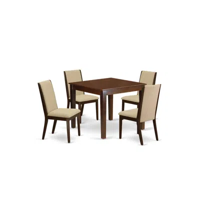 East West Furniture Dining Room Set Mahogany, Oxla5-mah-04 In Neutral