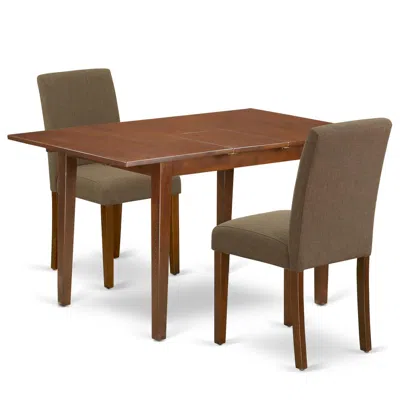 East West Furniture Dining Room Set Mahogany, Psab3-mah-18 In Brown