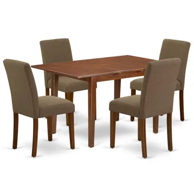 East West Furniture Dining Room Set Mahogany, Psab5-mah-18