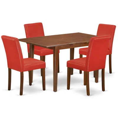 East West Furniture Dining Room Set Mahogany, Psab5-mah-72 In Red