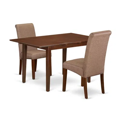East West Furniture Dining Room Set Mahogany, Psba3-mah-18 In Brown