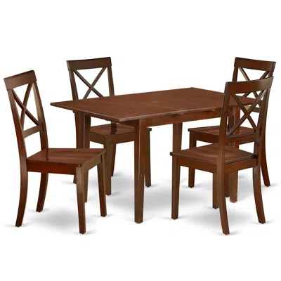 East West Furniture Dining Room Set Mahogany, Psbo5-mah-w In Blue