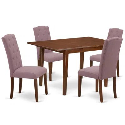 East West Furniture Dining Room Set Mahogany, Psce5-mah-10 In Pink