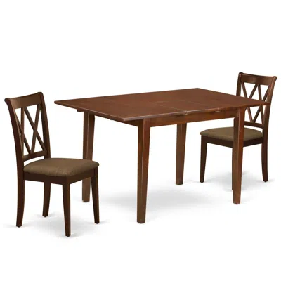 East West Furniture Dining Room Set Mahogany, Pscl3-mah-c In Brown