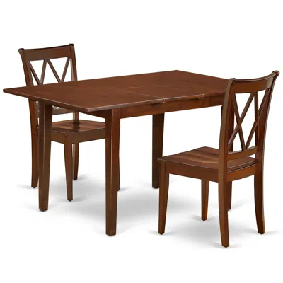 East West Furniture Dining Room Set Mahogany, Pscl3-mah-w In Blue