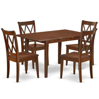 East West Furniture Dining Room Set Mahogany, Pscl5-mah-w In Brown
