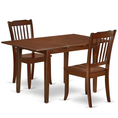East West Furniture Dining Room Set Mahogany, Psda3-mah-w In Brown