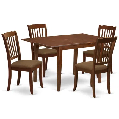 East West Furniture Dining Room Set Mahogany, Psda5-mah-c In Brown