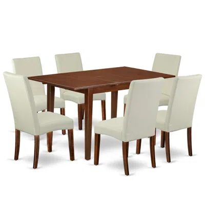 East West Furniture Dining Room Set Mahogany, Psdr7-mah-01 In White