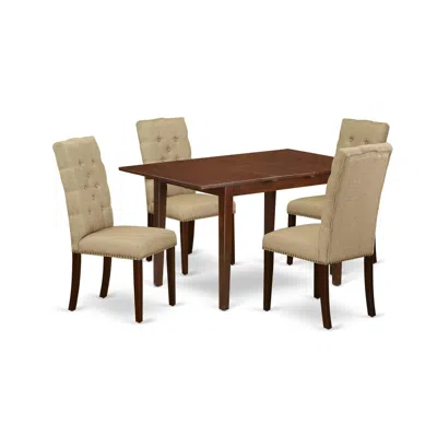 East West Furniture Dining Room Set Mahogany, Psel5-mah-16 In Black
