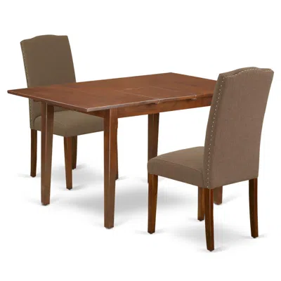 East West Furniture Dining Room Set Mahogany, Psen3-mah-18 In Brown