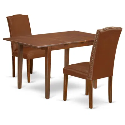 East West Furniture Dining Room Set Mahogany, Psen3-mah-66