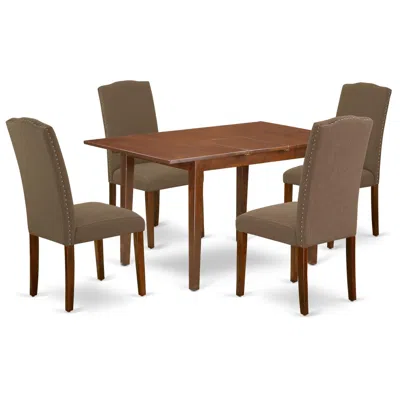 East West Furniture Dining Room Set Mahogany, Psen5-mah-18