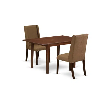 East West Furniture Dining Room Set Mahogany, Psfl3-mah-18 In Brown