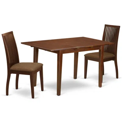 East West Furniture Dining Room Set Mahogany, Psip3-mah-c In Brown