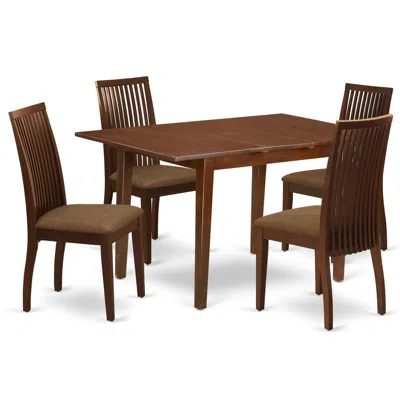 East West Furniture Dining Room Set Mahogany, Psip5-mah-c In Brown