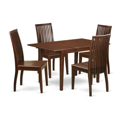 East West Furniture Dining Room Set Mahogany, Psip5-mah-w In Brown