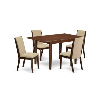 East West Furniture Dining Room Set Mahogany, Psla5-mah-04