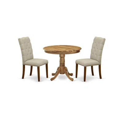 East West Furniture Dining Room Set Natural, Anel3-ana-05