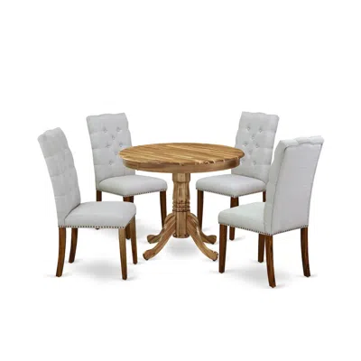 East West Furniture Dining Room Set Natural, Anel5-ana-05 In Gray