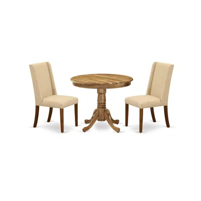 East West Furniture Dining Room Set Natural, Anfl3-ana-04 In Neutral
