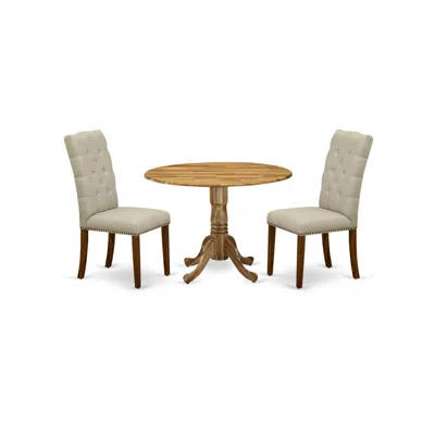 East West Furniture Dining Room Set Natural, Dlel3-ana-05 In White