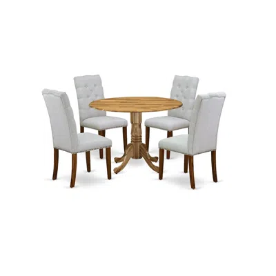East West Furniture Dining Room Set Natural, Dlel5-ana-05 In Gray