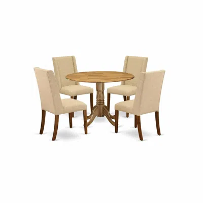 East West Furniture Dining Room Set Natural, Dlfl5-ana-04 In Neutral