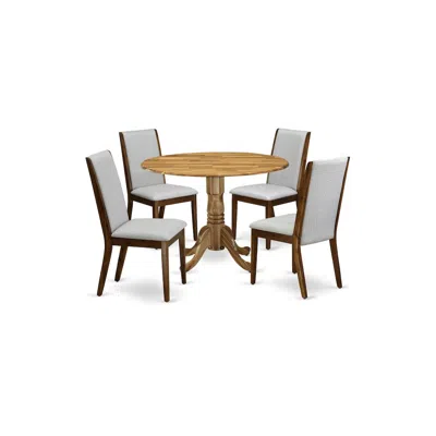 East West Furniture Dining Room Set Natural, Dlla5-ana-05 In Multi
