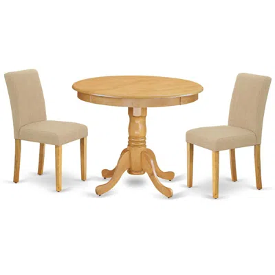 East West Furniture Dining Room Set Oak, Anab3-oak-04 In Multi