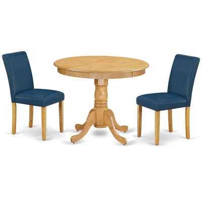 East West Furniture Dining Room Set Oak, Anab3-oak-55 In Blue