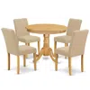 East West Furniture Dining Room Set Oak, Anab5-oak-04
