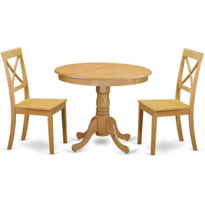 East West Furniture Dining Room Set Oak, Anbo3-oak-w In Brown
