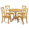 East West Furniture Dining Room Set Oak, Anbo5-oak-w