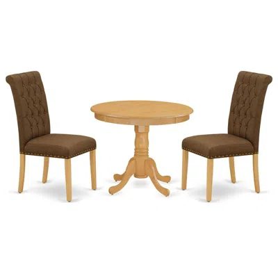 East West Furniture Dining Room Set Oak, Anbr3-oak-18