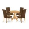 East West Furniture Dining Room Set Oak, Anbr5-oak-18