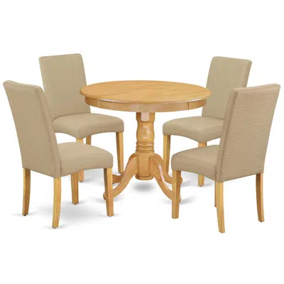 East West Furniture Dining Room Set Oak, Andr5-oak-16 In Multi