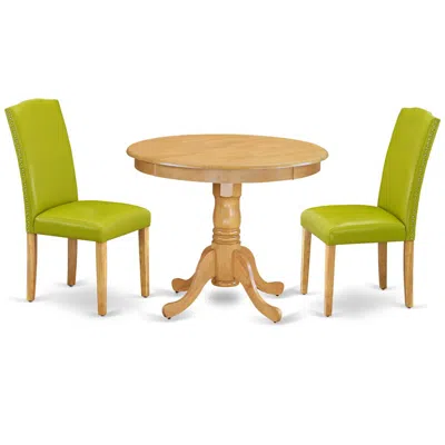 East West Furniture Dining Room Set Oak, Anen3-oak-51 In Blue
