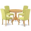 East West Furniture Dining Room Set Oak, Anen5-oak-07