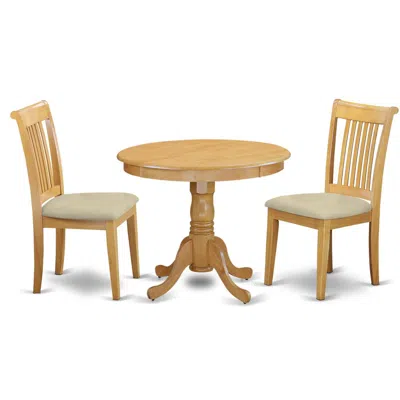 East West Furniture Dining Room Set Oak, Anpo3-oak-c