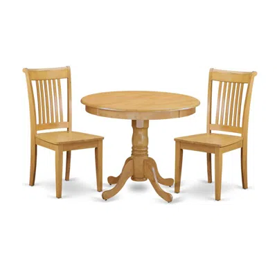 East West Furniture Dining Room Set Oak, Anpo3-oak-w